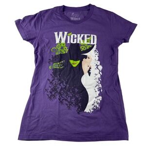 Wicked Musical Theater Graphic T Shirt Purple‎ Green Elphaba Glinda Junior's L